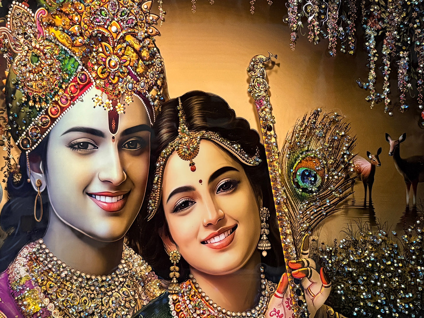 Radha Krishna Crystal Wall Art Painting In Big Size