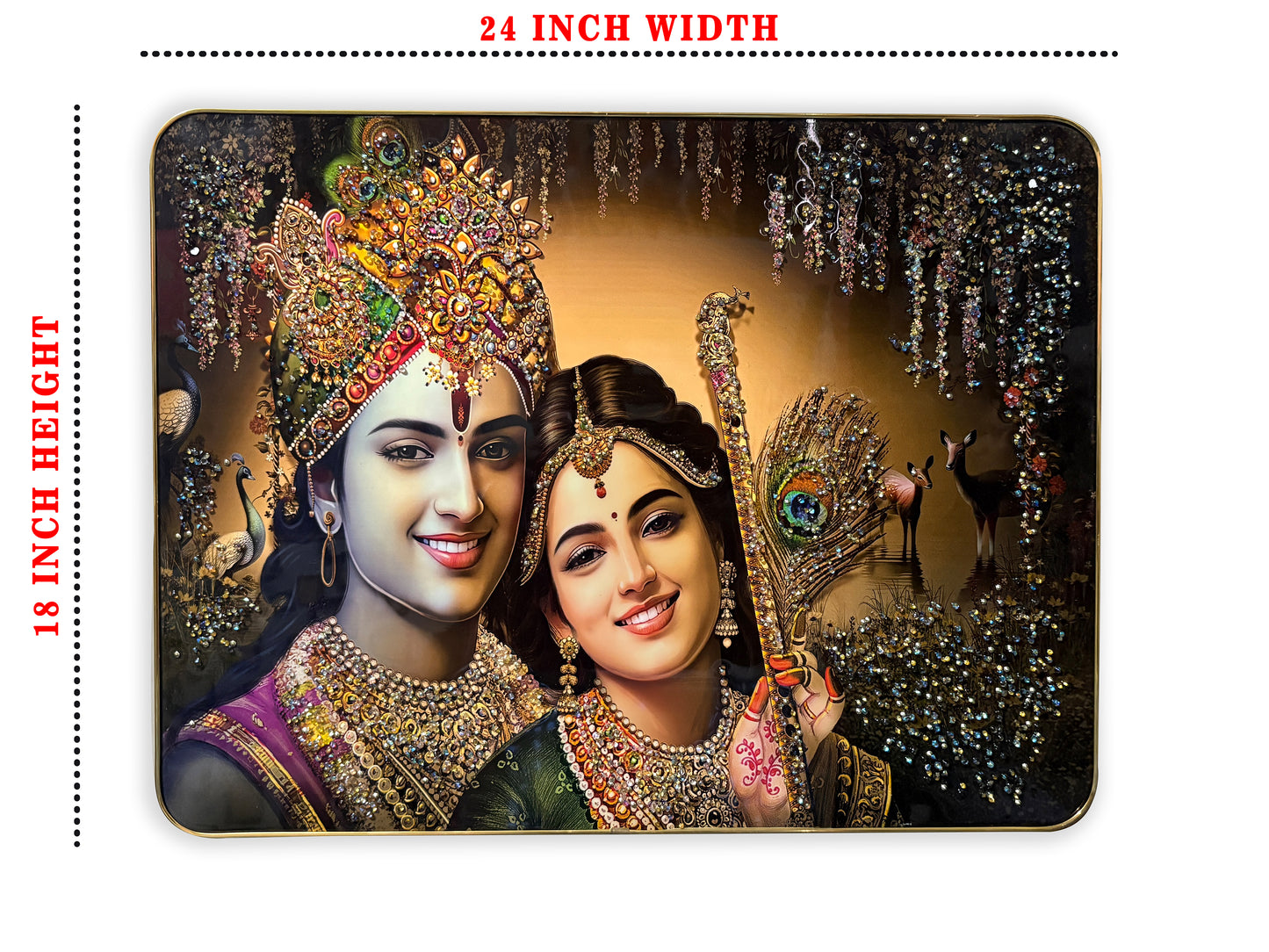 Radha Krishna Crystal Wall Art Painting In Big Size