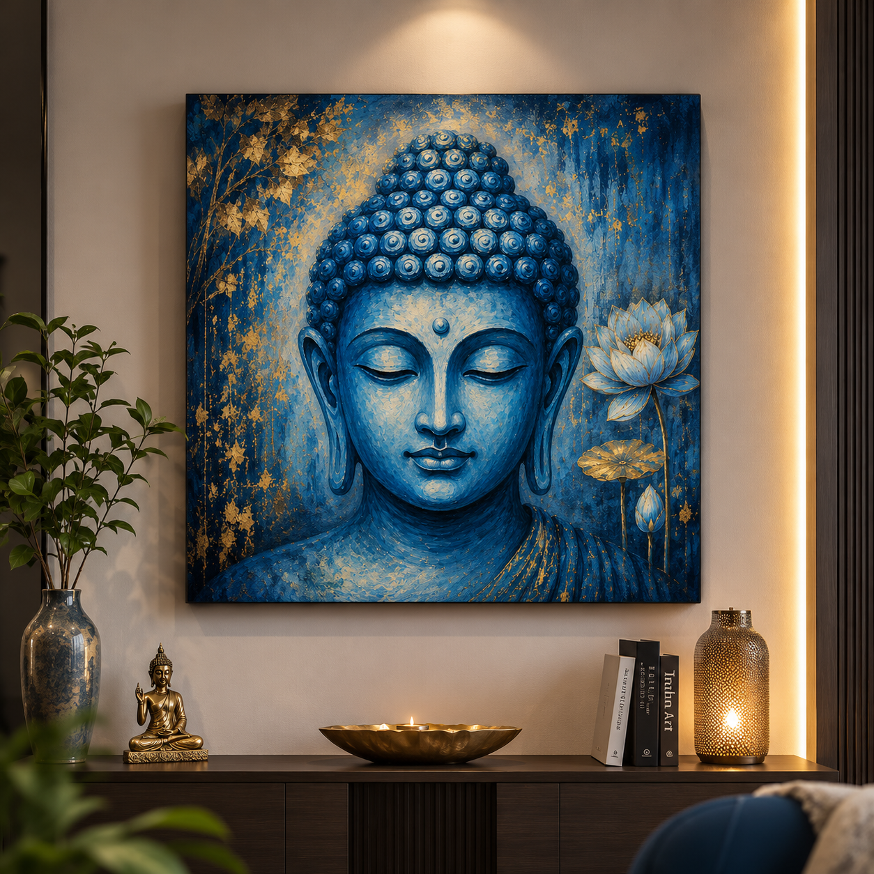 Blue Buddha Canvas Wall Painting | Premium Spiritual Wall Art