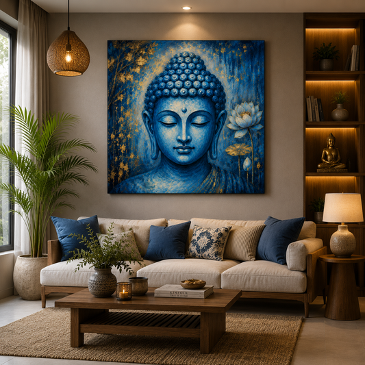 Blue Buddha Canvas Wall Painting | Premium Spiritual Wall Art