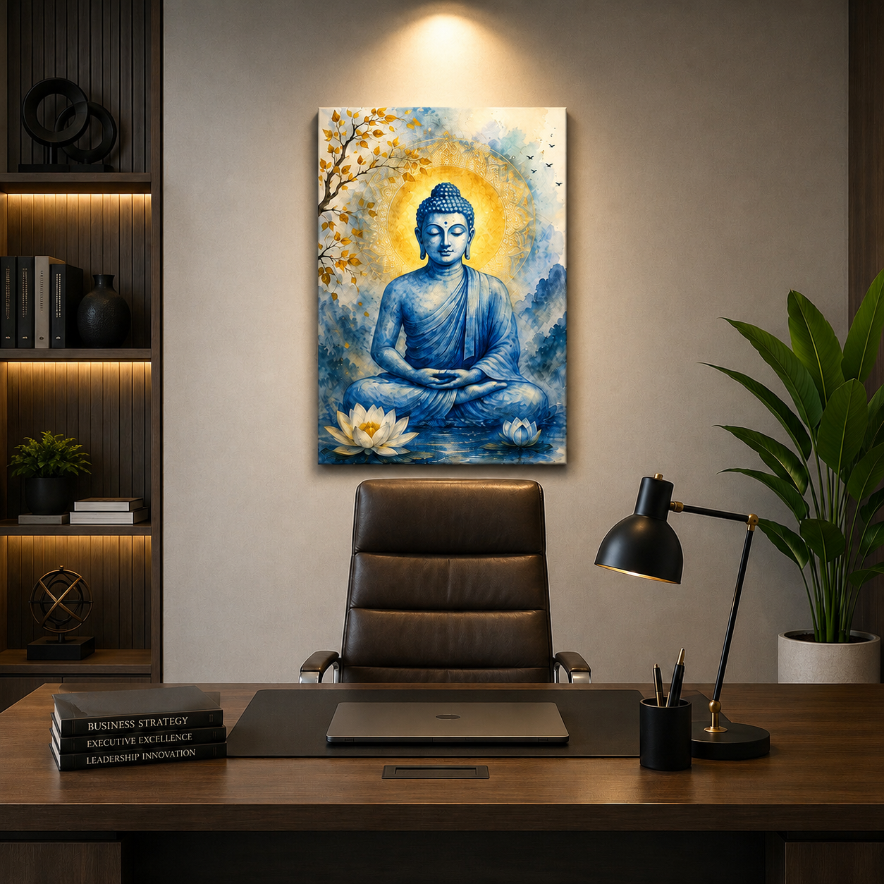 Blue Buddha Canvas Wall Painting | Premium Spiritual Canvas Wall Art | Ready to Hang | Living Room, Bedroom & Office Decor | Decor Daddy