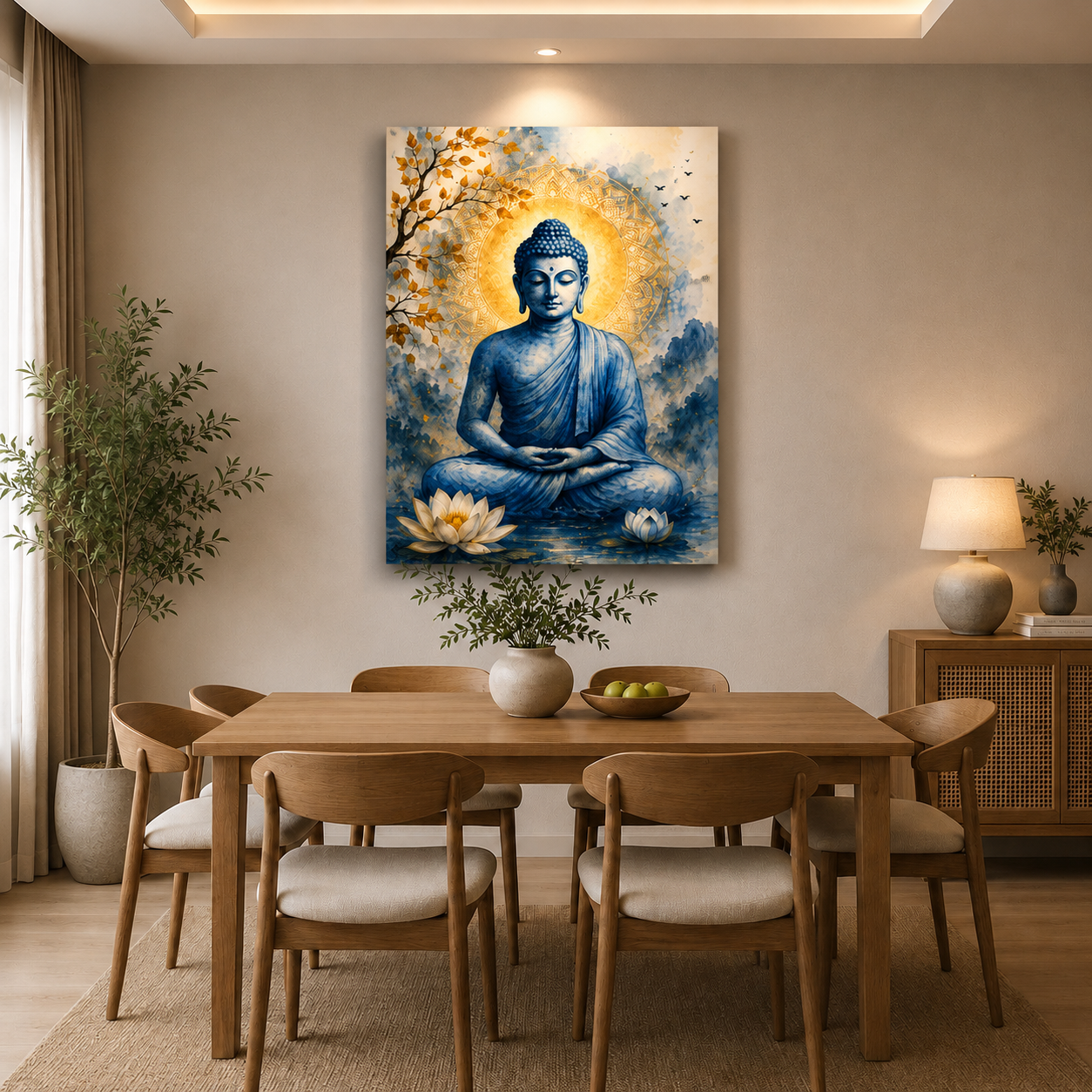 Blue Buddha Canvas Wall Painting | Premium Spiritual Canvas Wall Art | Ready to Hang | Living Room, Bedroom & Office Decor | Decor Daddy