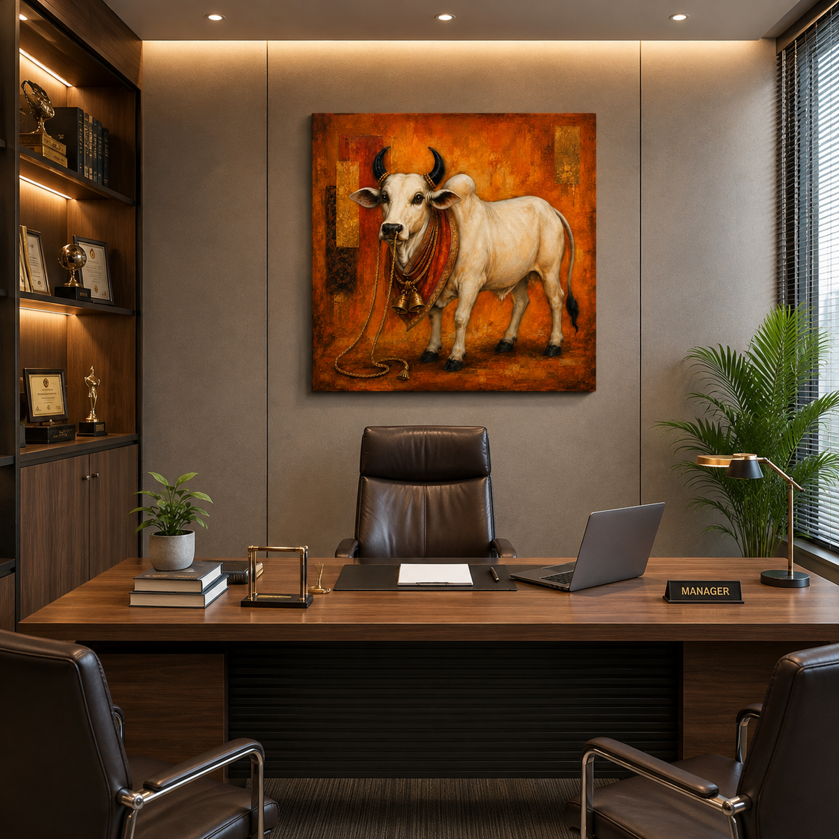 Sacred Nandi – Divine Nandi of Lord Shiva Canvas Painting | Spiritual Hindu Wall Art