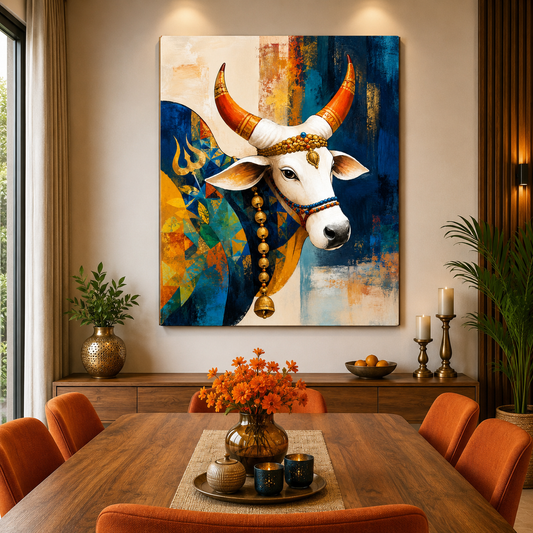Nandi Canvas Painting | Lord Shiva Inspired Spiritual Wall Art | Premium Modern Canvas Print