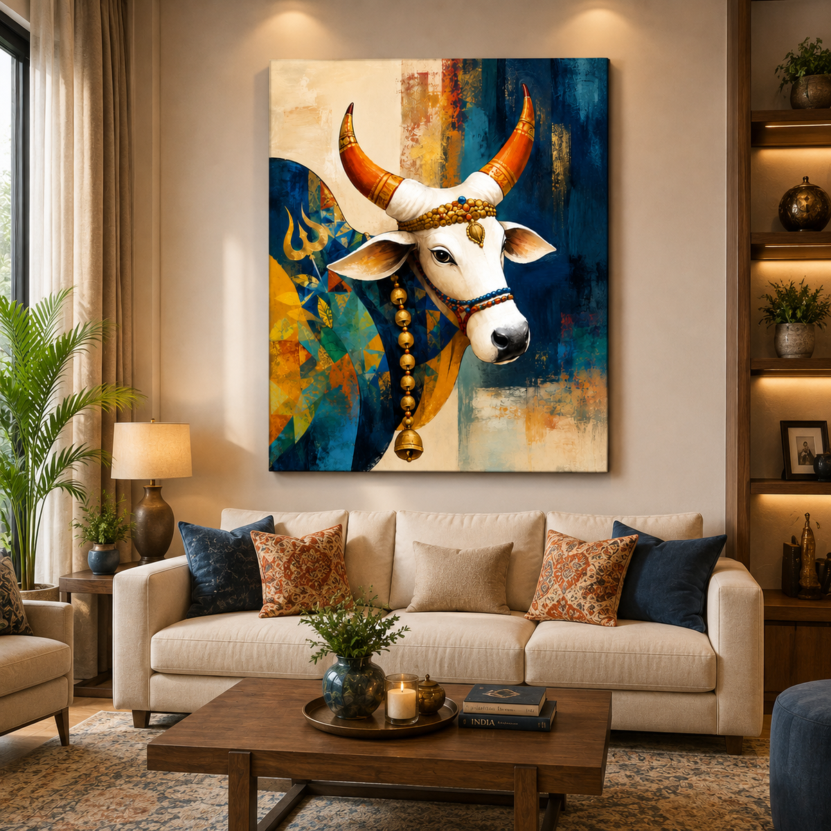 Nandi Canvas Painting | Lord Shiva Inspired Spiritual Wall Art | Premium Modern Canvas Print
