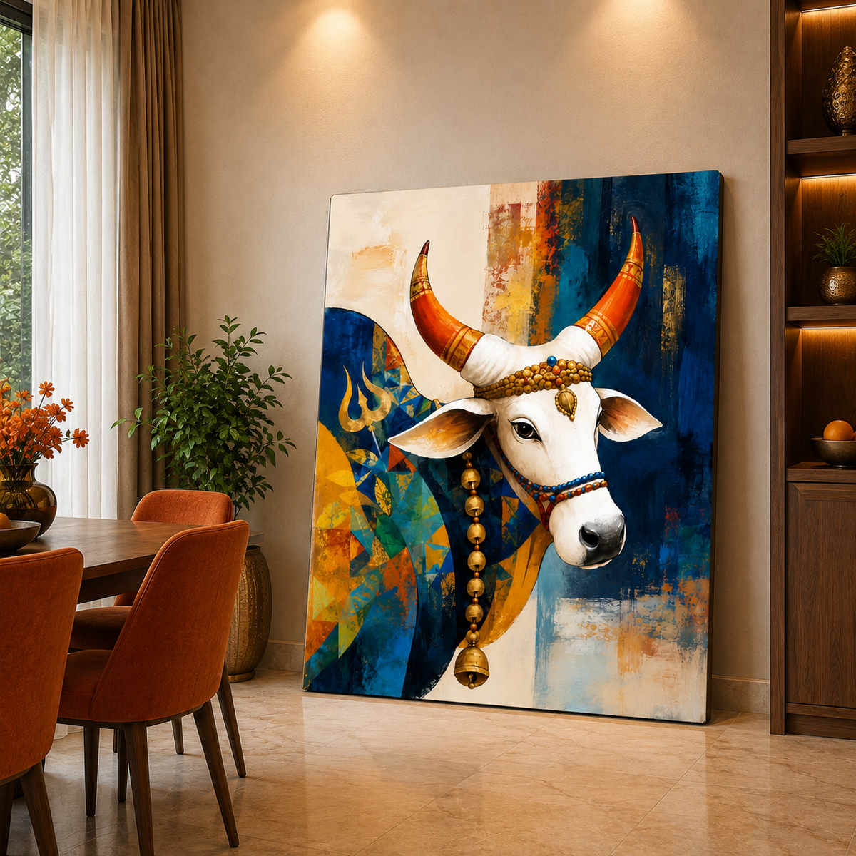 Nandi Canvas Painting | Lord Shiva Inspired Spiritual Wall Art | Premium Modern Canvas Print