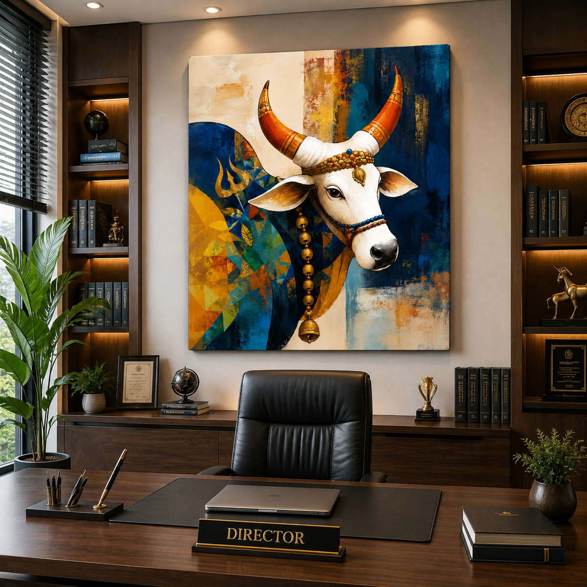 Nandi Canvas Painting | Lord Shiva Inspired Spiritual Wall Art | Premium Modern Canvas Print