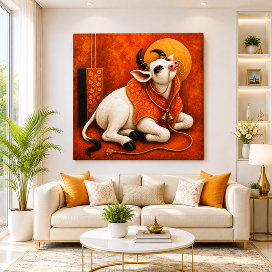 Sacred Gau Mata Canvas Wall Painting | Decor Daddy
