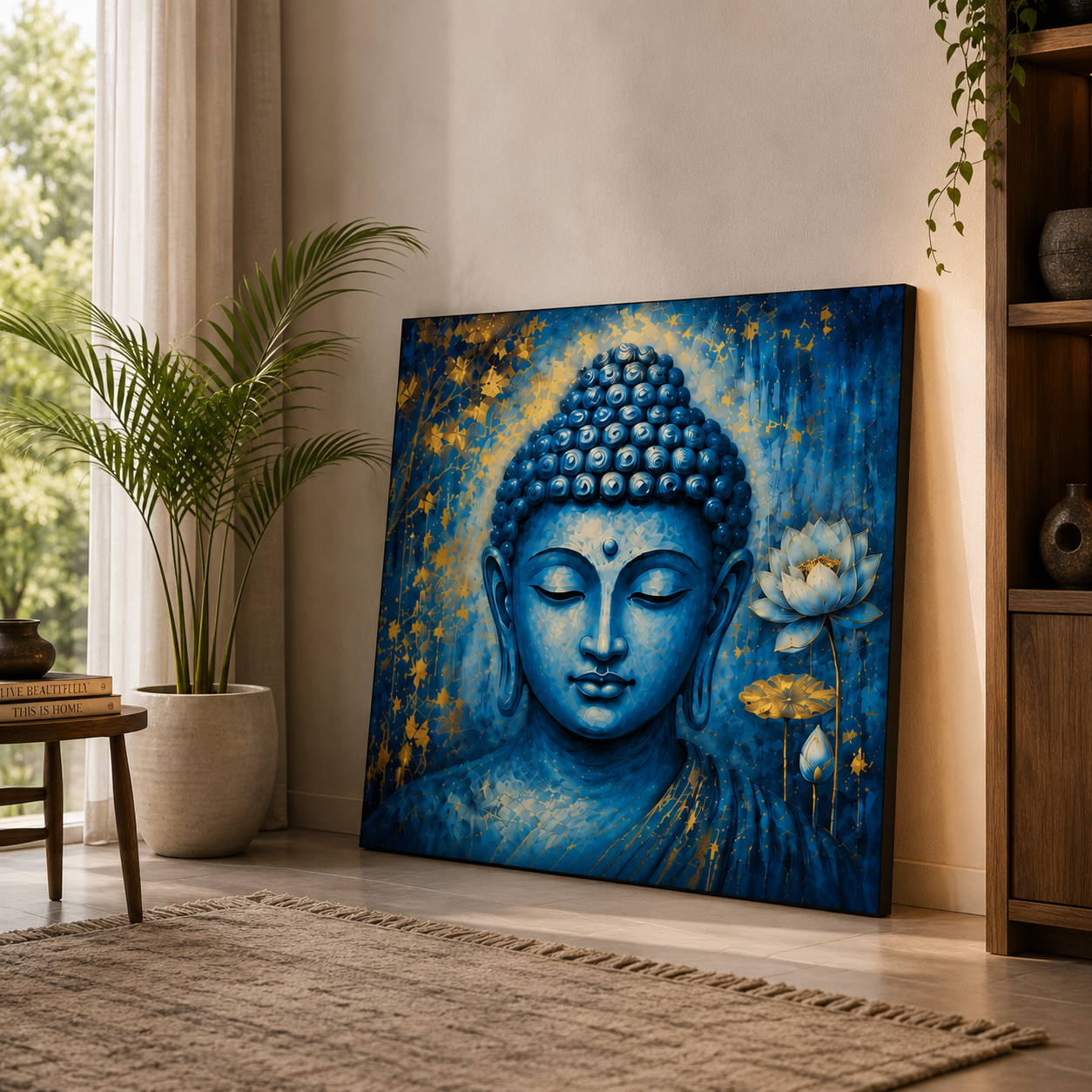 Blue Buddha Canvas Wall Painting | Premium Spiritual Wall Art