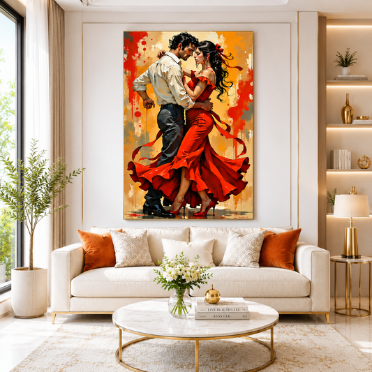 Decor Daddy Romantic Couple Canvas Wall Art | Passionate Dance Painting for Bedroom & Living Room | Love Theme Wall Decor | Premium Framed Canvas (Ready to Hang)