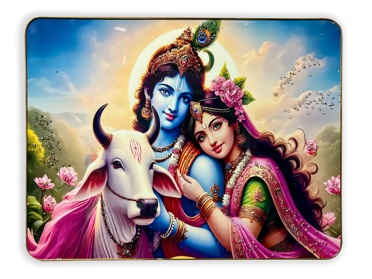 Divine Sparkle of Radha Krishna crystal wall art painting