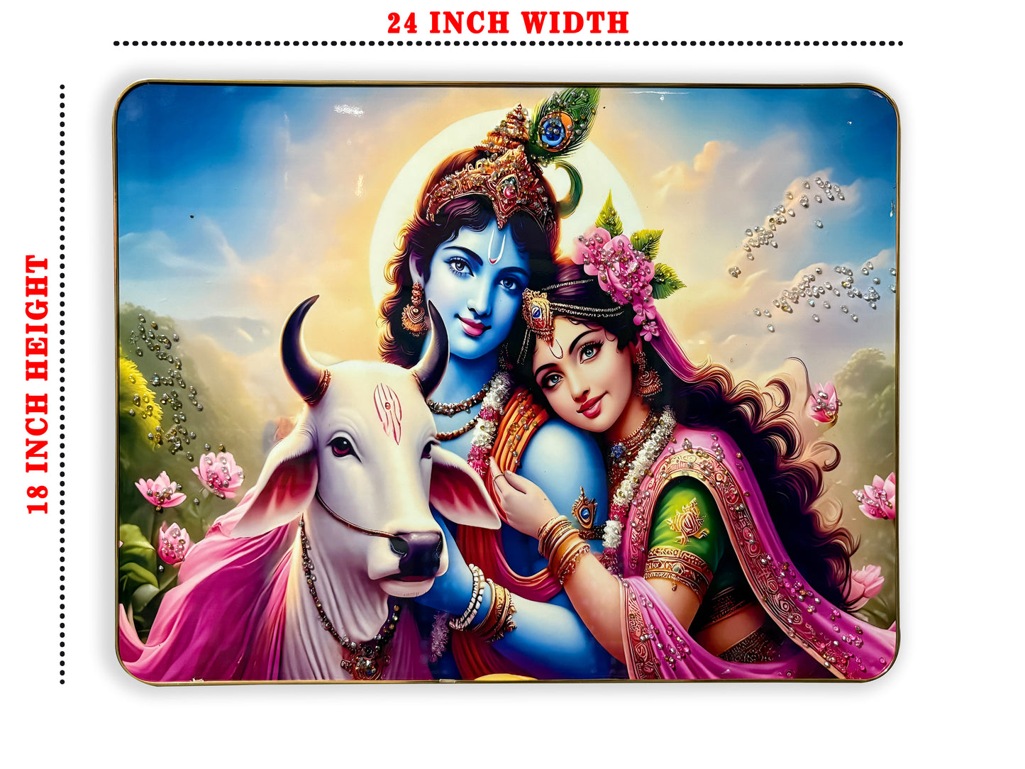 Divine Sparkle of Radha Krishna crystal wall art painting