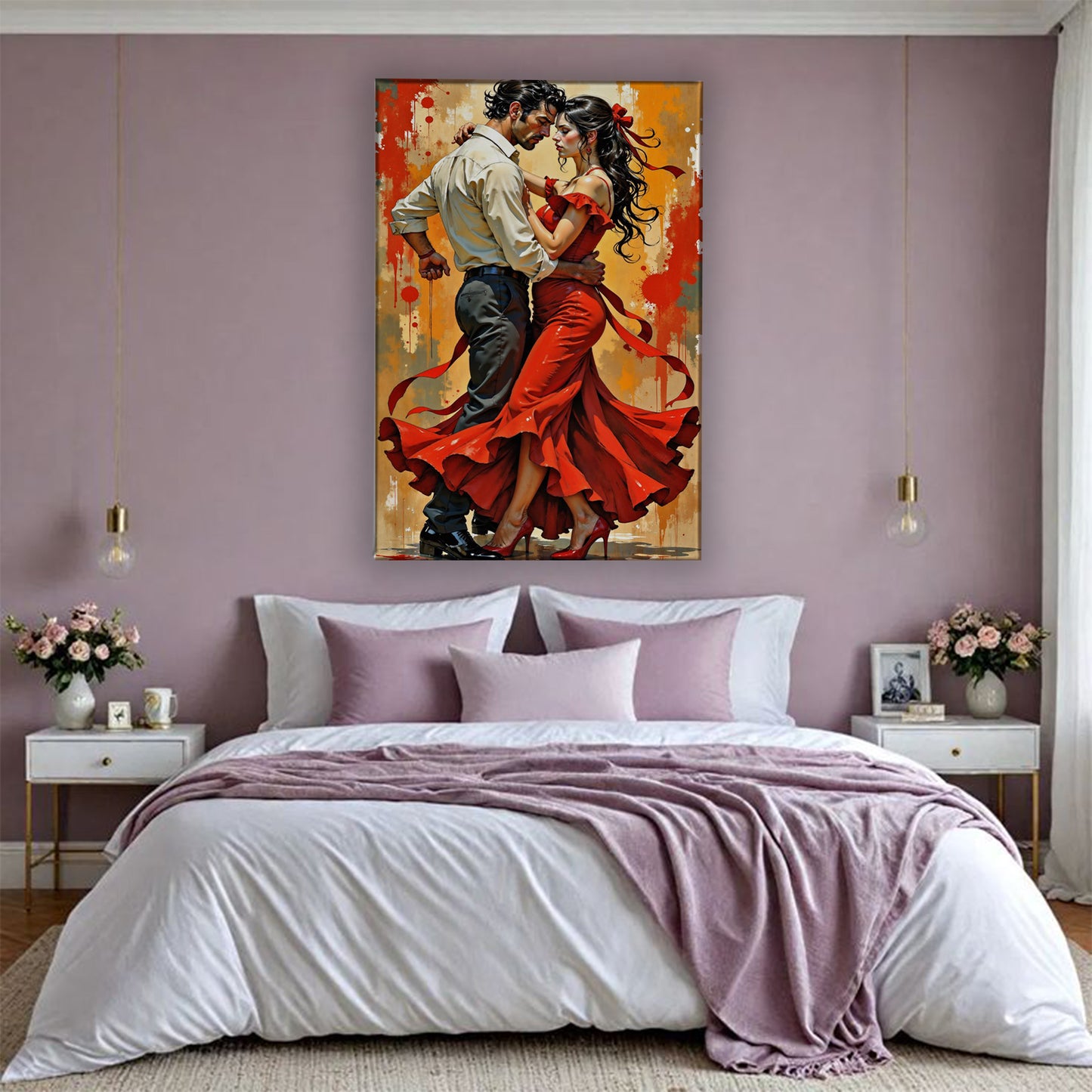 Decor Daddy Romantic Couple Canvas Wall Art | Passionate Dance Painting for Bedroom & Living Room | Love Theme Wall Decor | Premium Framed Canvas (Ready to Hang)