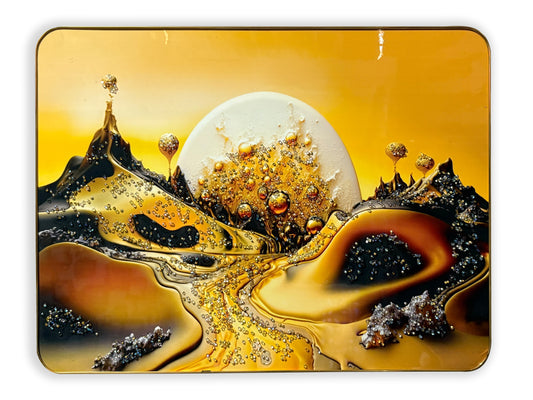 Crimson Hues & Silent Views Crystal Wall  Art Painting