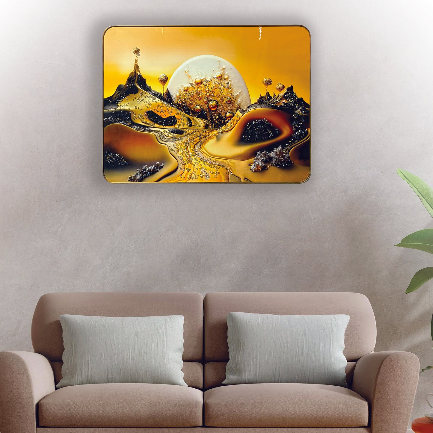 Crimson Hues & Silent Views Crystal Wall  Art Painting