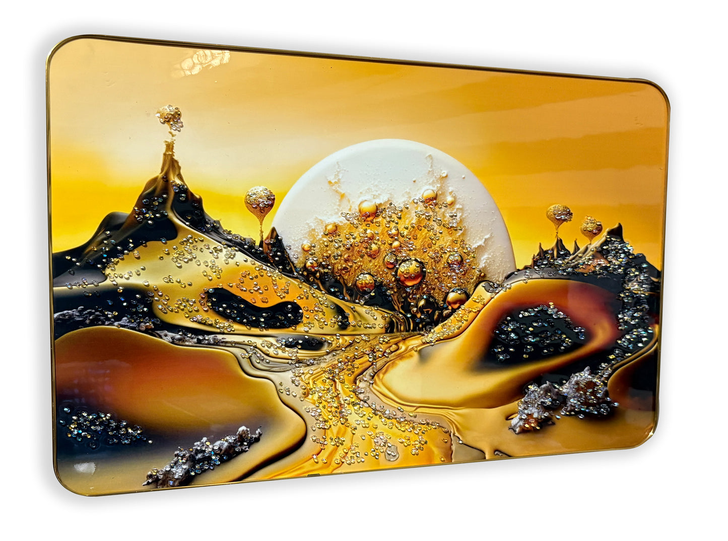 Crimson Hues & Silent Views Crystal Wall  Art Painting