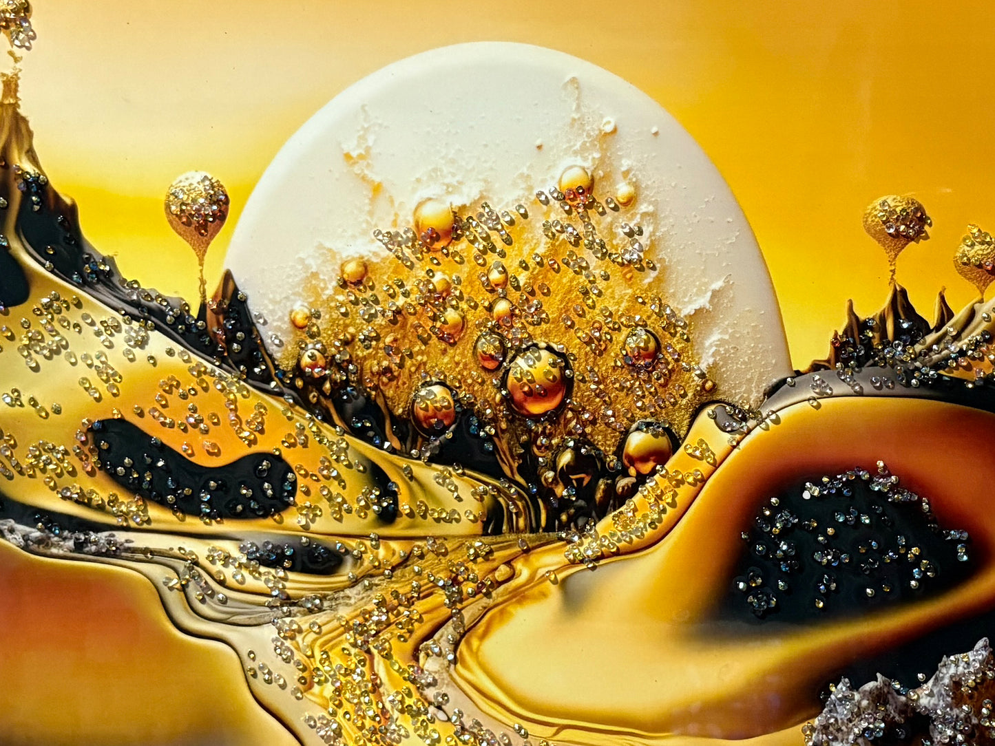 Crimson Hues & Silent Views Crystal Wall  Art Painting