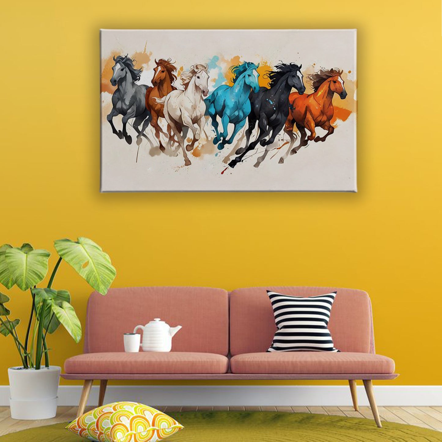 Seven Horses Canvas Art - Modern Vastu & Wall Decor for Living Room