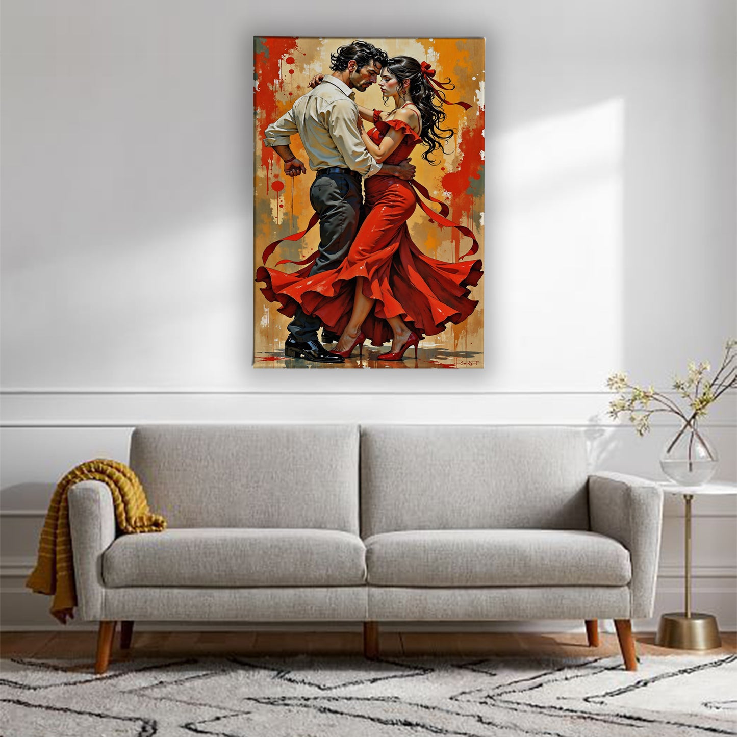 Decor Daddy Romantic Couple Canvas Wall Art | Passionate Dance Painting for Bedroom & Living Room | Love Theme Wall Decor | Premium Framed Canvas (Ready to Hang)