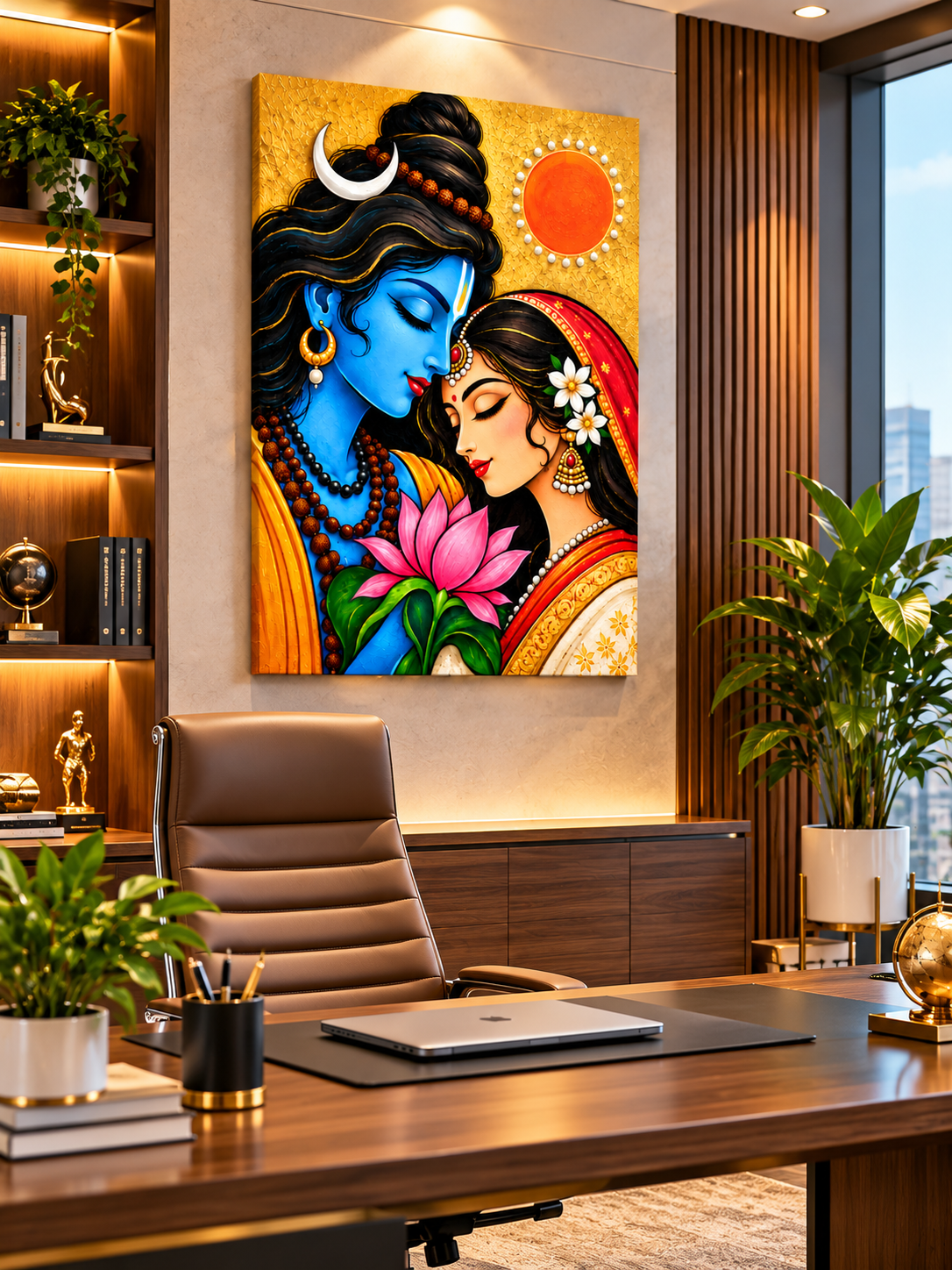 Radha Krishna Canvas Wall Painting | Divine Couple Religious Wall Art for Home & Office Decor