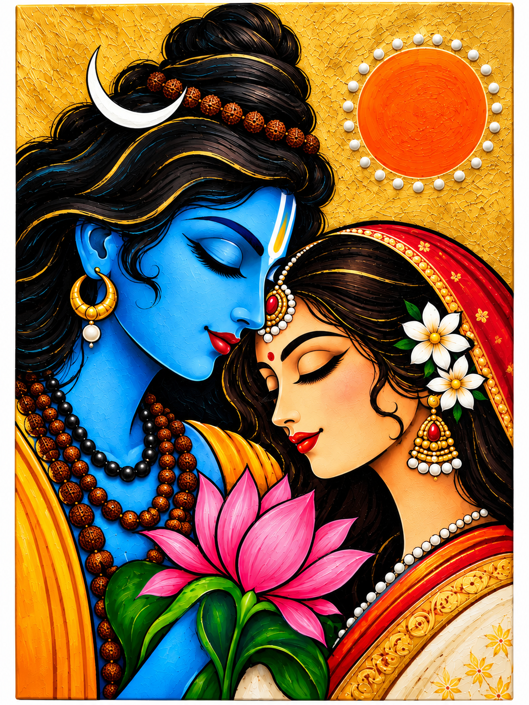 Radha Krishna Canvas Wall Painting | Divine Couple Religious Wall Art for Home & Office Decor