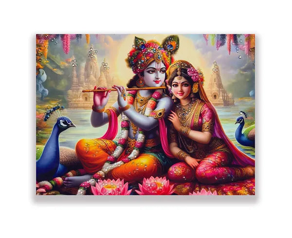 Radha Krishna ji Crystal Embossed Painting