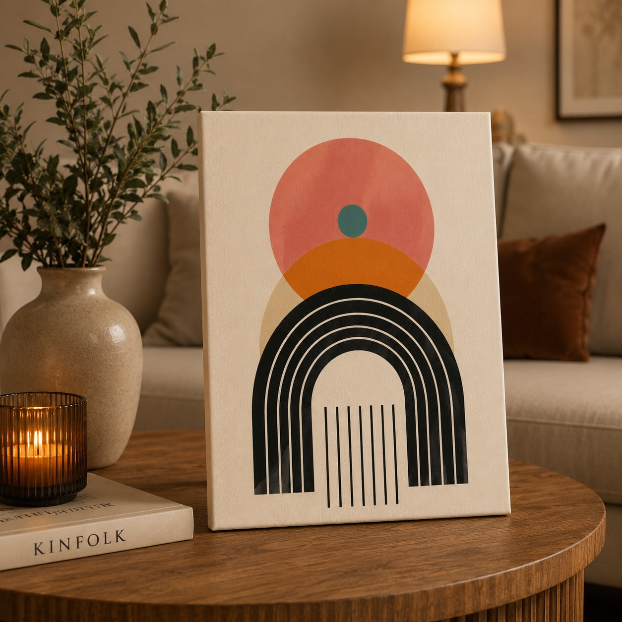 Stylish Abstract Canvas Painting Stretched Frame – Vibrant Modern Wall Art