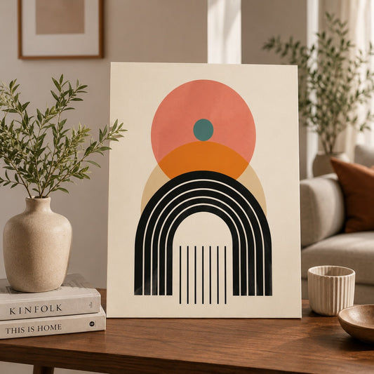 Colorful Horizon Digital Canvas Stretched Frame – Minimalist Wall Décor