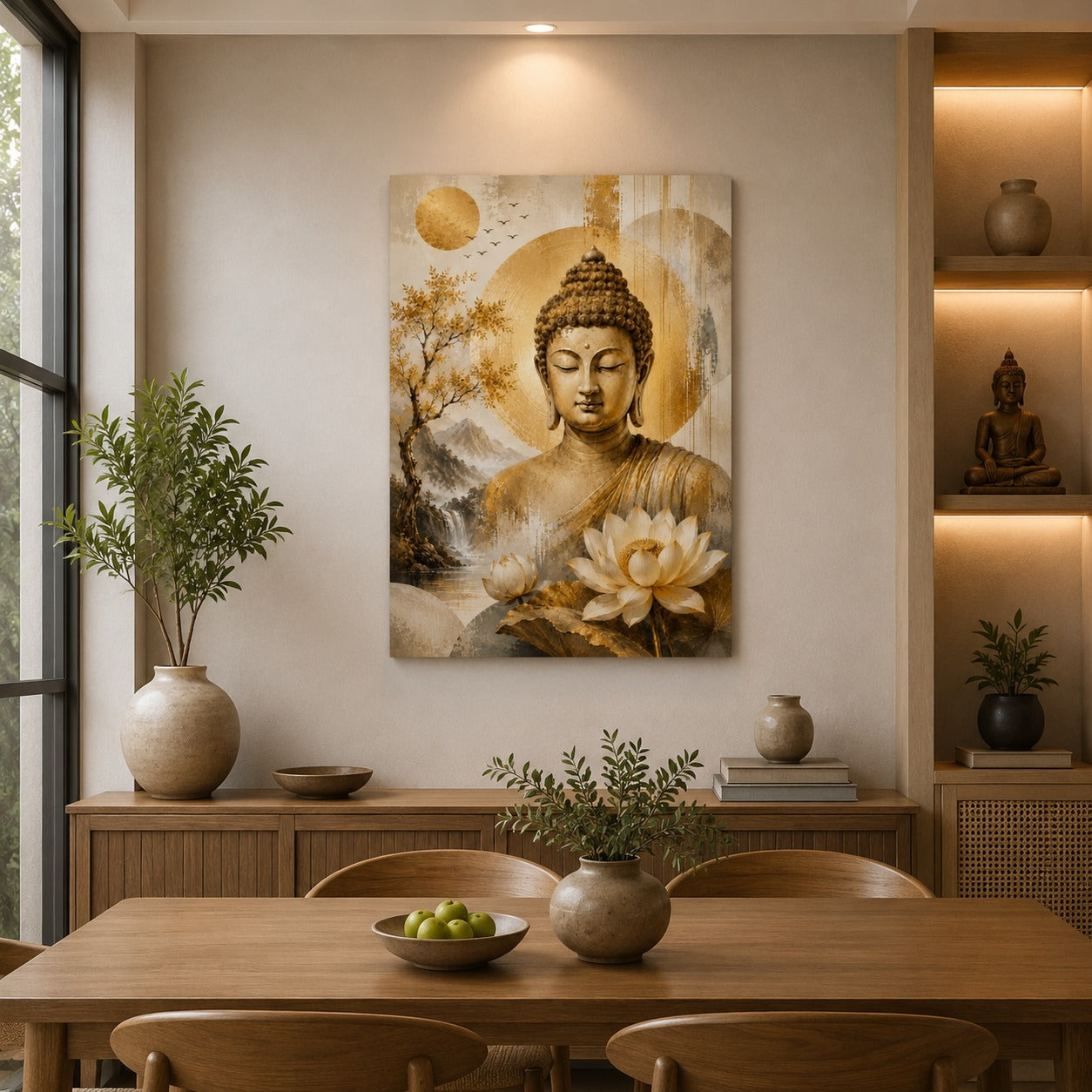 Golden Buddha Canvas Wall Painting | Premium Spiritual Wall Art | Luxury Buddha Canvas Print for Living Room, Bedroom & Office | Ready to Hang | Decor Daddy
