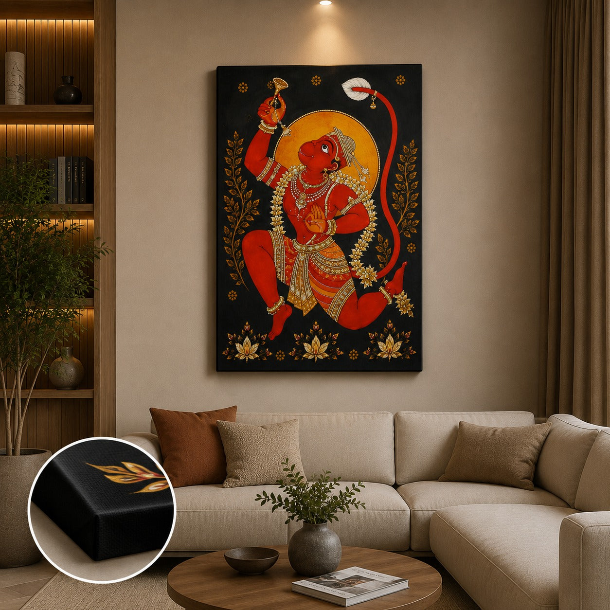 Lord Hanuman Canvas Wall Painting | Premium Hindu Wall Art
