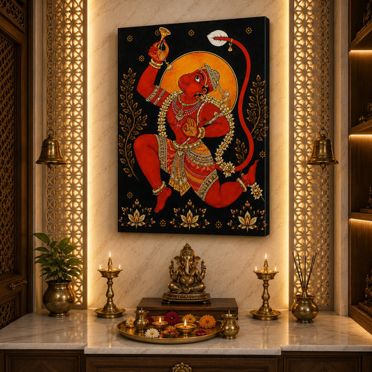 Lord Hanuman Canvas Wall Painting | Premium Hindu Wall Art