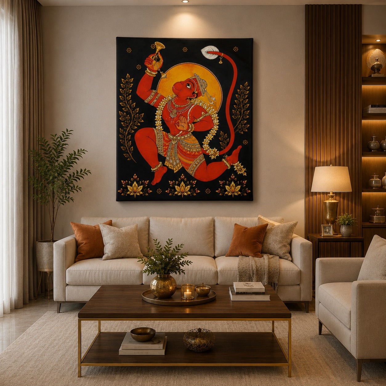 Lord Hanuman Canvas Wall Painting | Premium Hindu Wall Art