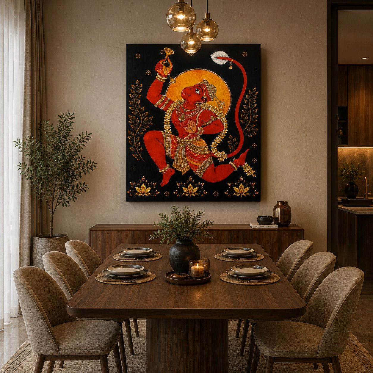 Lord Hanuman Canvas Wall Painting | Premium Hindu Wall Art