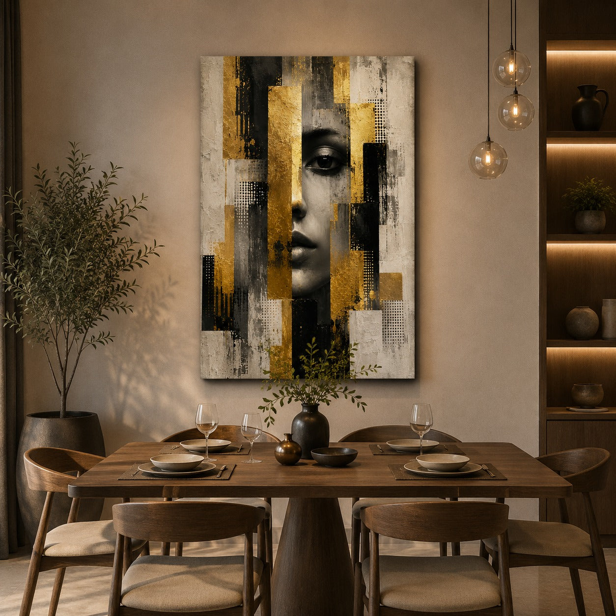 Luxury Abstract Woman Face Canvas Wall Art | Decor Daddy