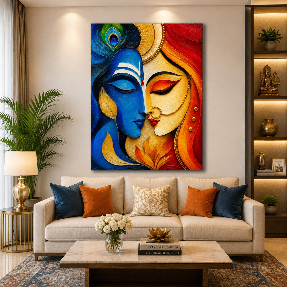 Decor Daddy Radha Krishna Canvas Wall Painting | Premium Divine Couple Wall Art for Living Room, Bedroom, Home Temple & Office