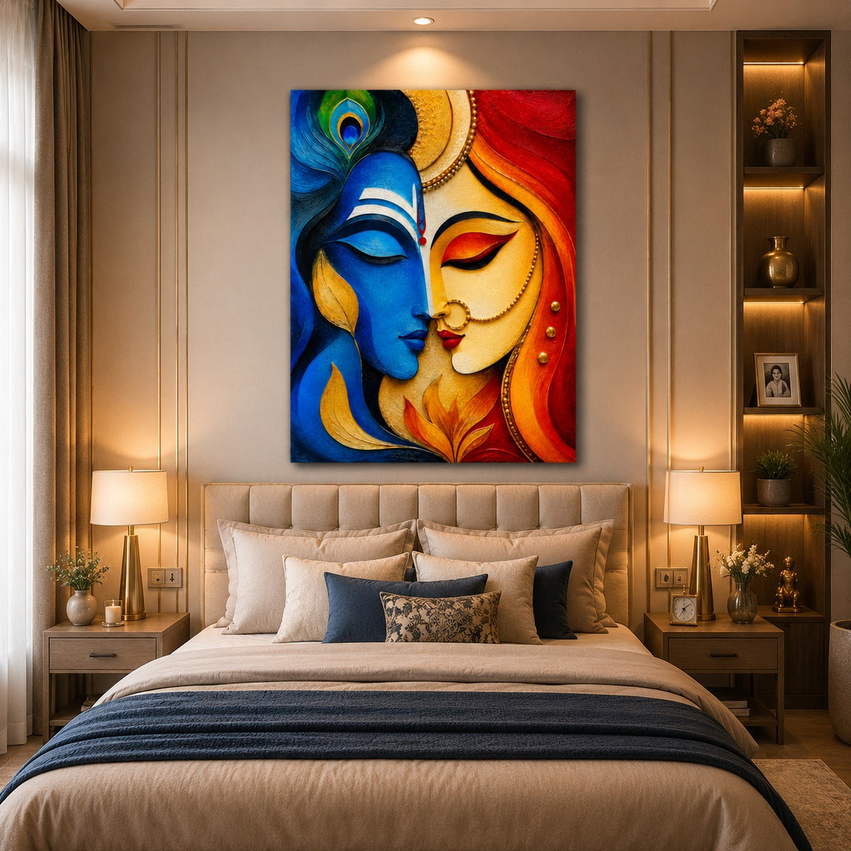 Decor Daddy Radha Krishna Canvas Wall Painting | Premium Divine Couple Wall Art for Living Room, Bedroom, Home Temple & Office