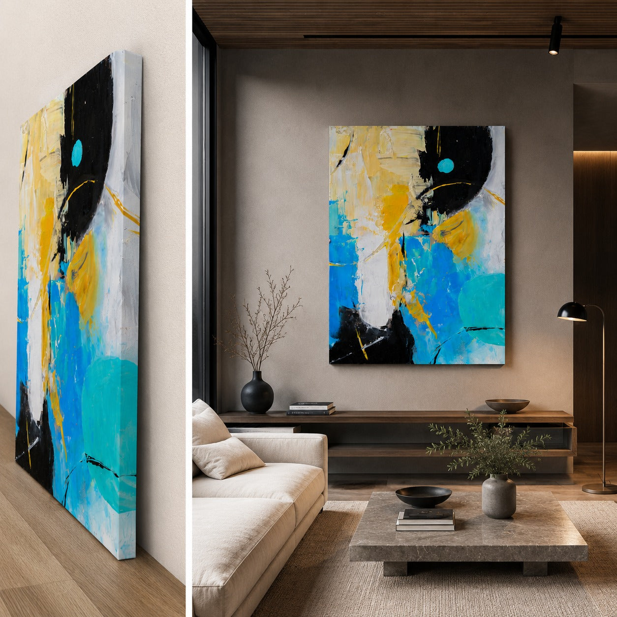 Premium Abstract Canvas Painting | Modern Bedroom & Hall Wall Art