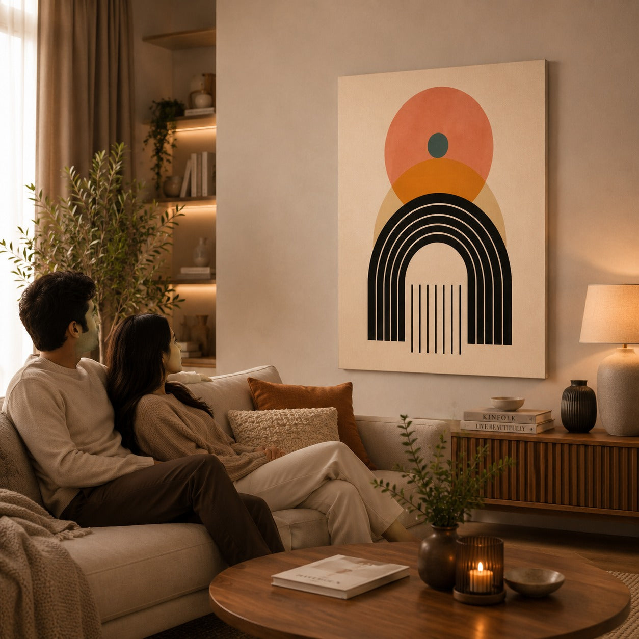 Stylish Abstract Canvas Painting Stretched Frame – Vibrant Modern Wall Art