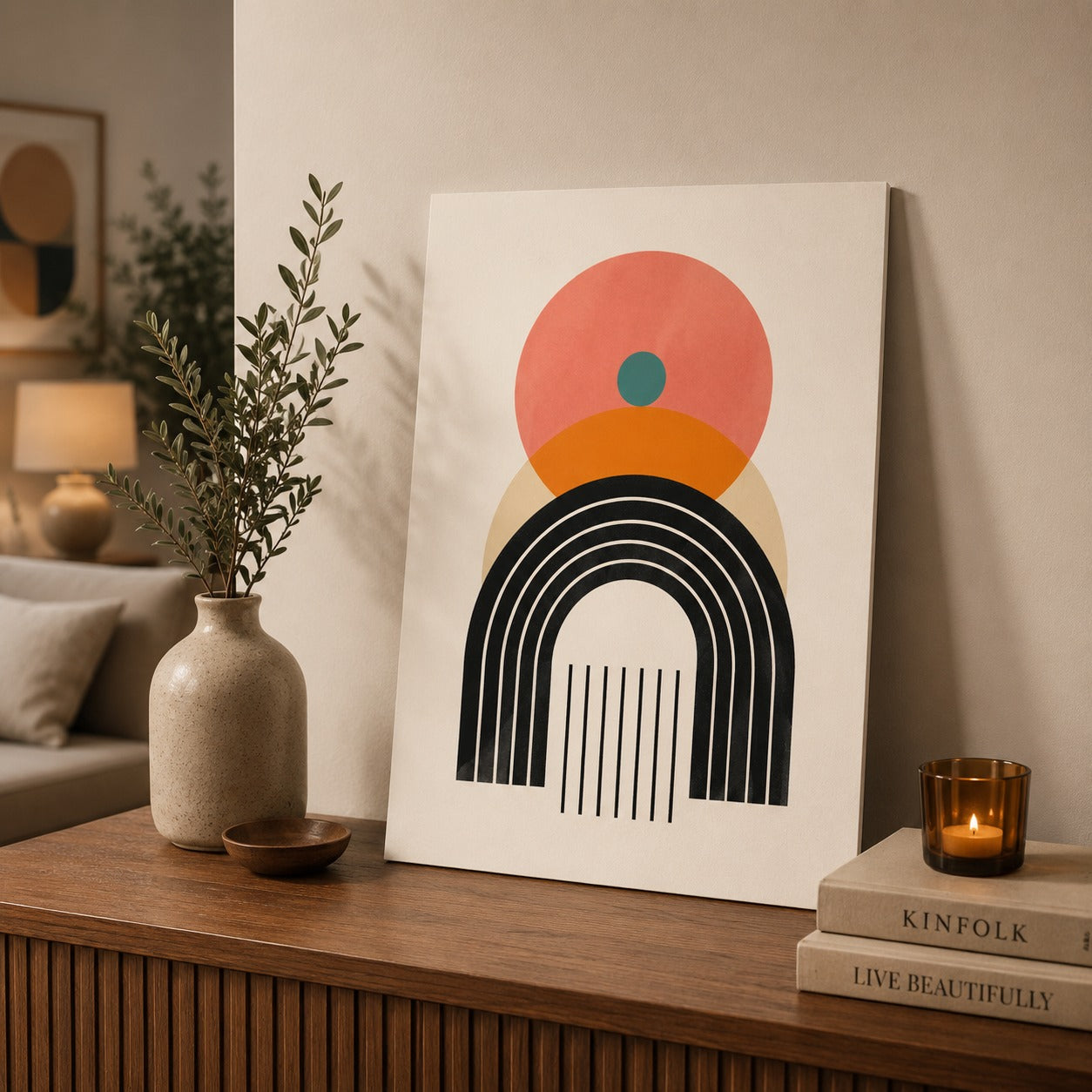 Stylish Abstract Canvas Painting Stretched Frame – Vibrant Modern Wall Art