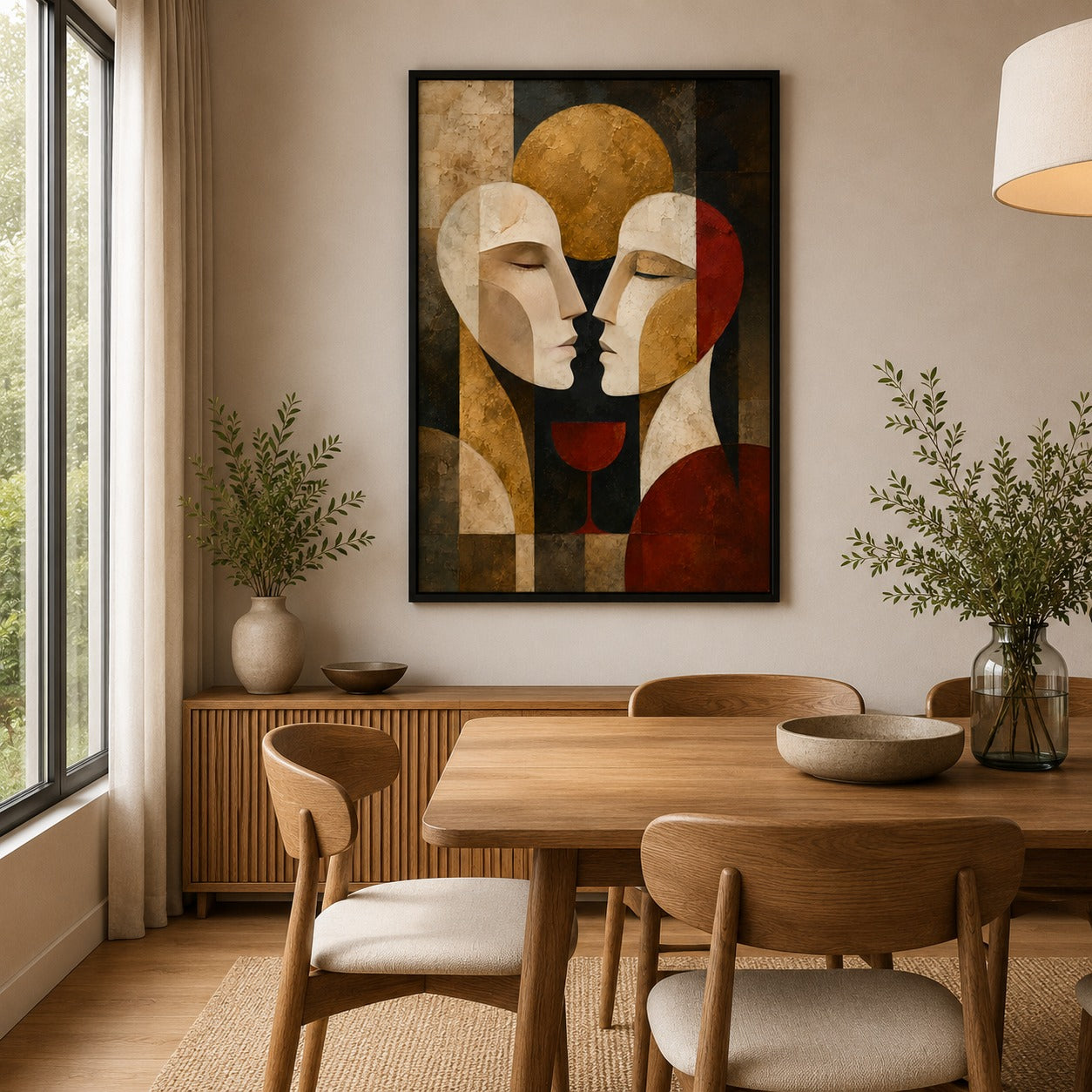 Abstract Couple Canvas Painting | Modern Romantic Wall Art | Contemporary Love Artwork for Living Room & Bedroom