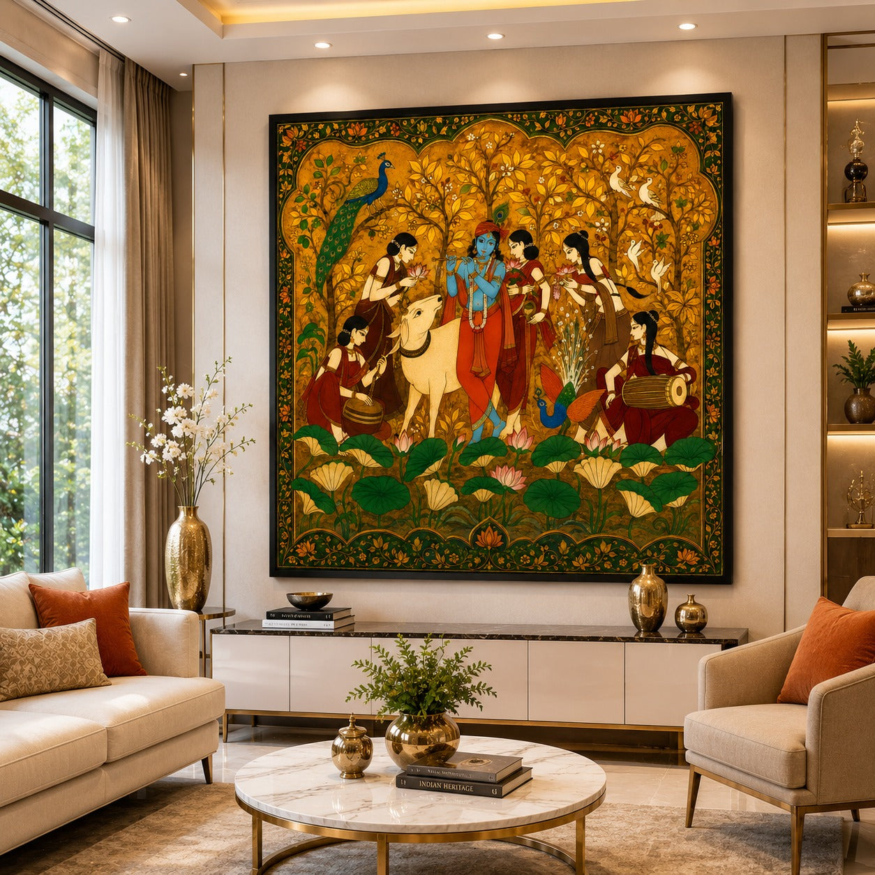 Radha Krishna Canvas Painting | Traditional Indian Spiritual Wall Art | Premium Heritage Canvas Print for Living Room