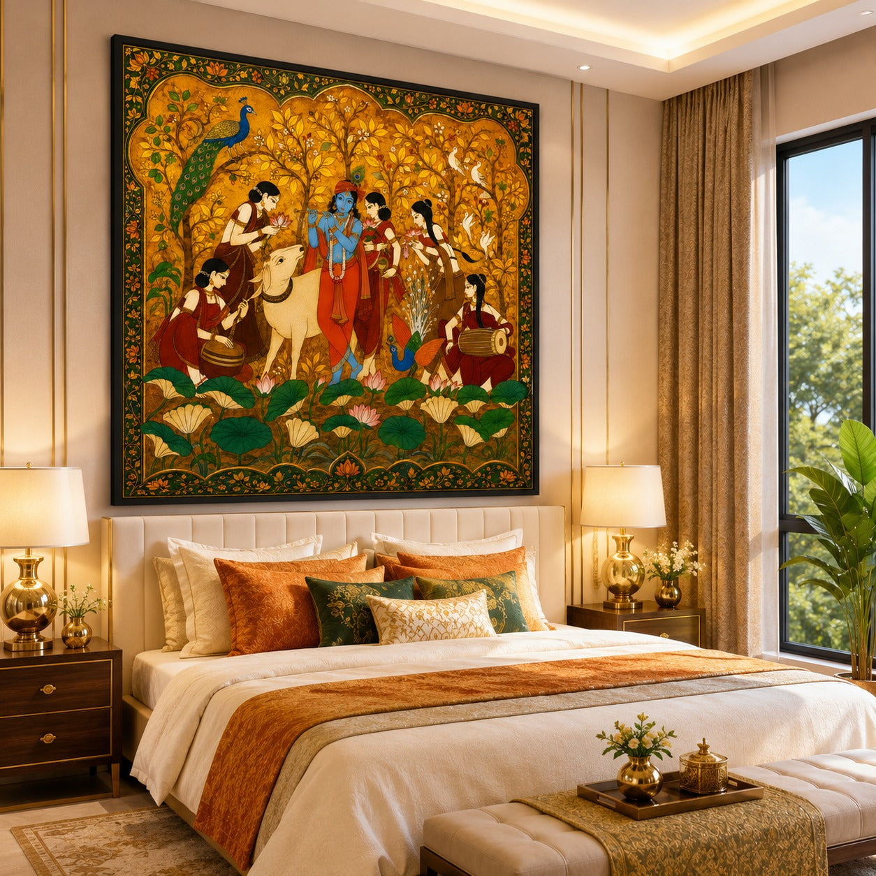 Radha Krishna Canvas Painting | Traditional Indian Spiritual Wall Art | Premium Heritage Canvas Print for Living Room