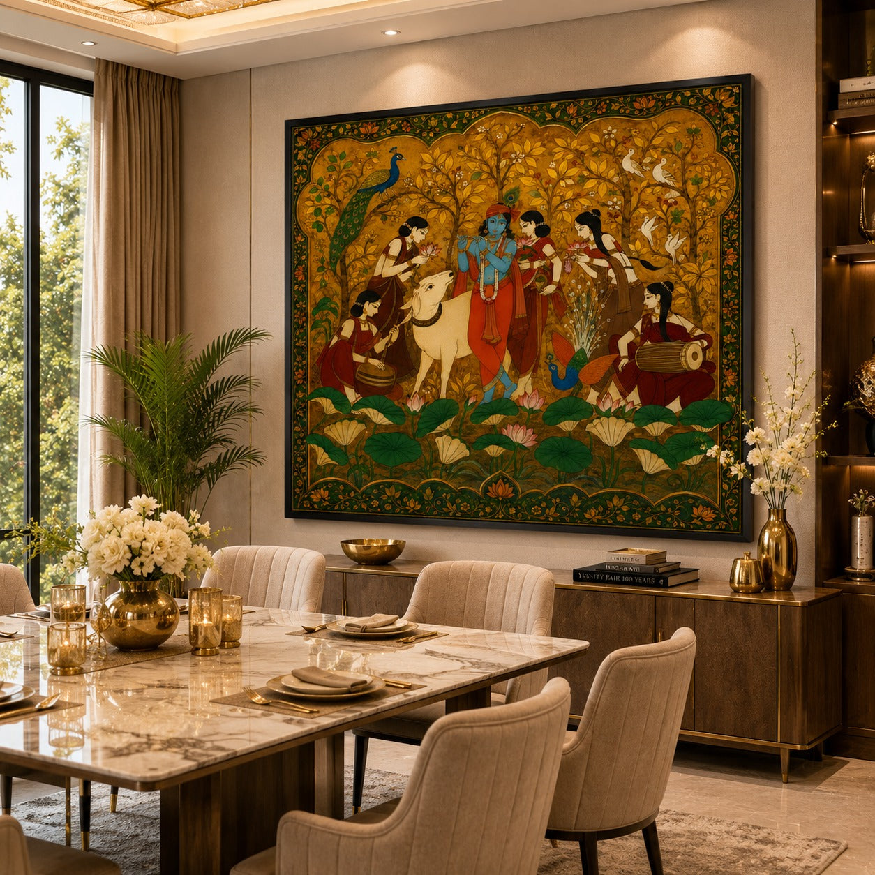 Radha Krishna Canvas Painting | Traditional Indian Spiritual Wall Art | Premium Heritage Canvas Print for Living Room