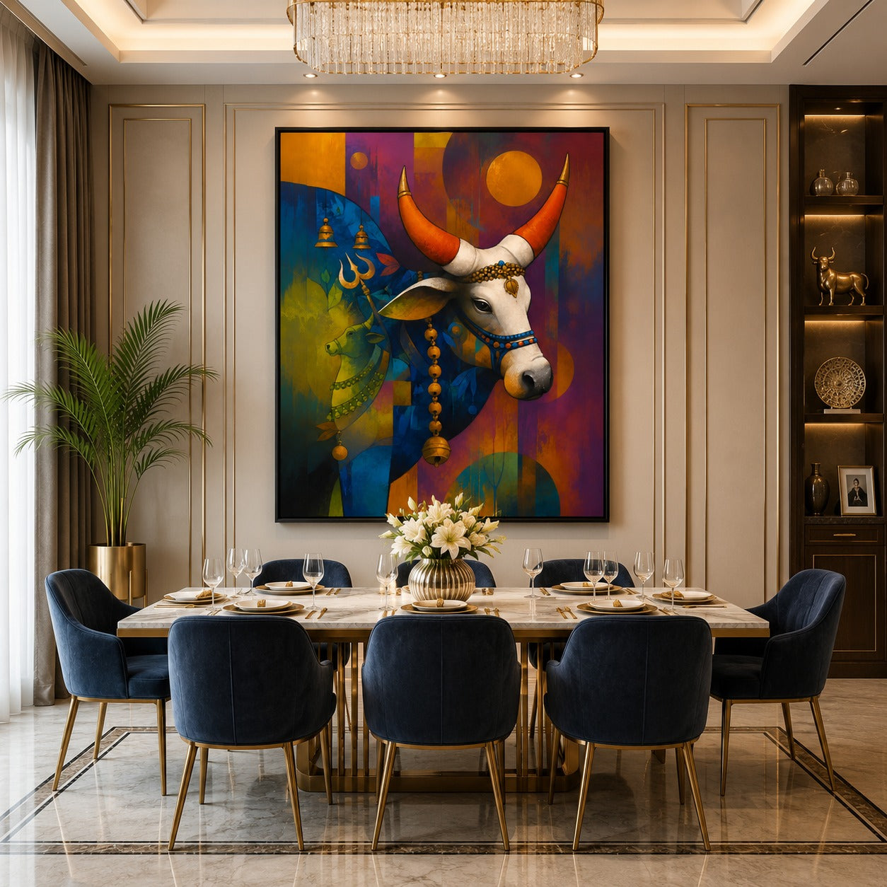 Nandi Canvas Painting | Lord Shiva Inspired Spiritual Wall Art | Premium Modern Canvas Print
