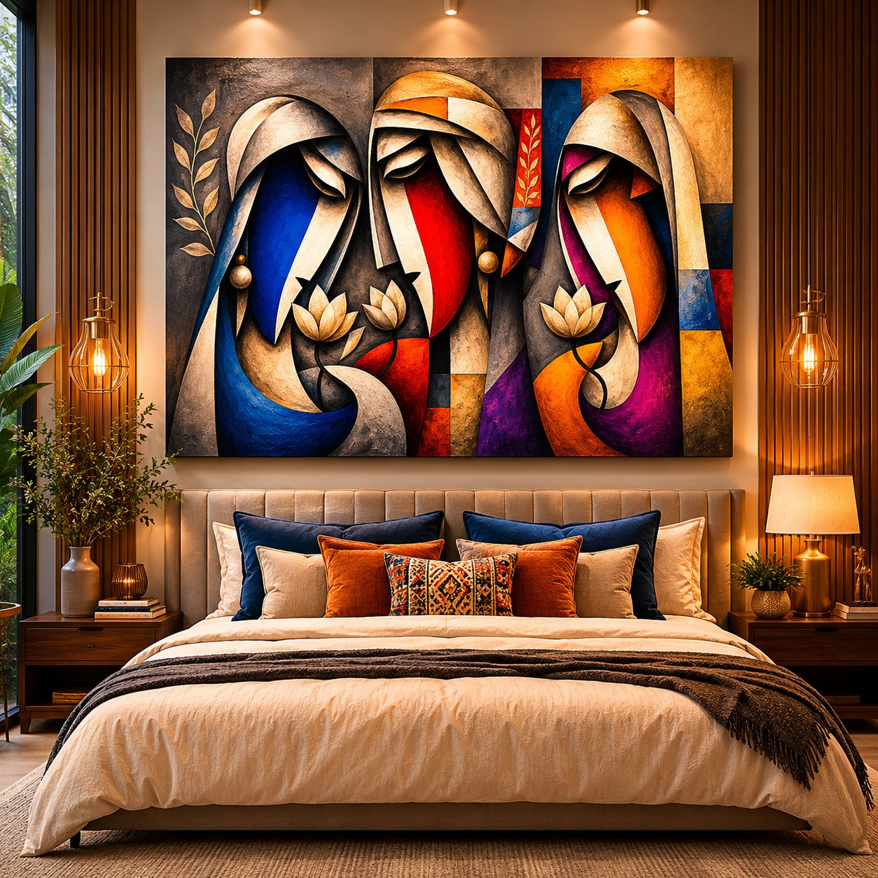 Abstract Divine Harmony – Modern Spiritual Figures Canvas Wall Art