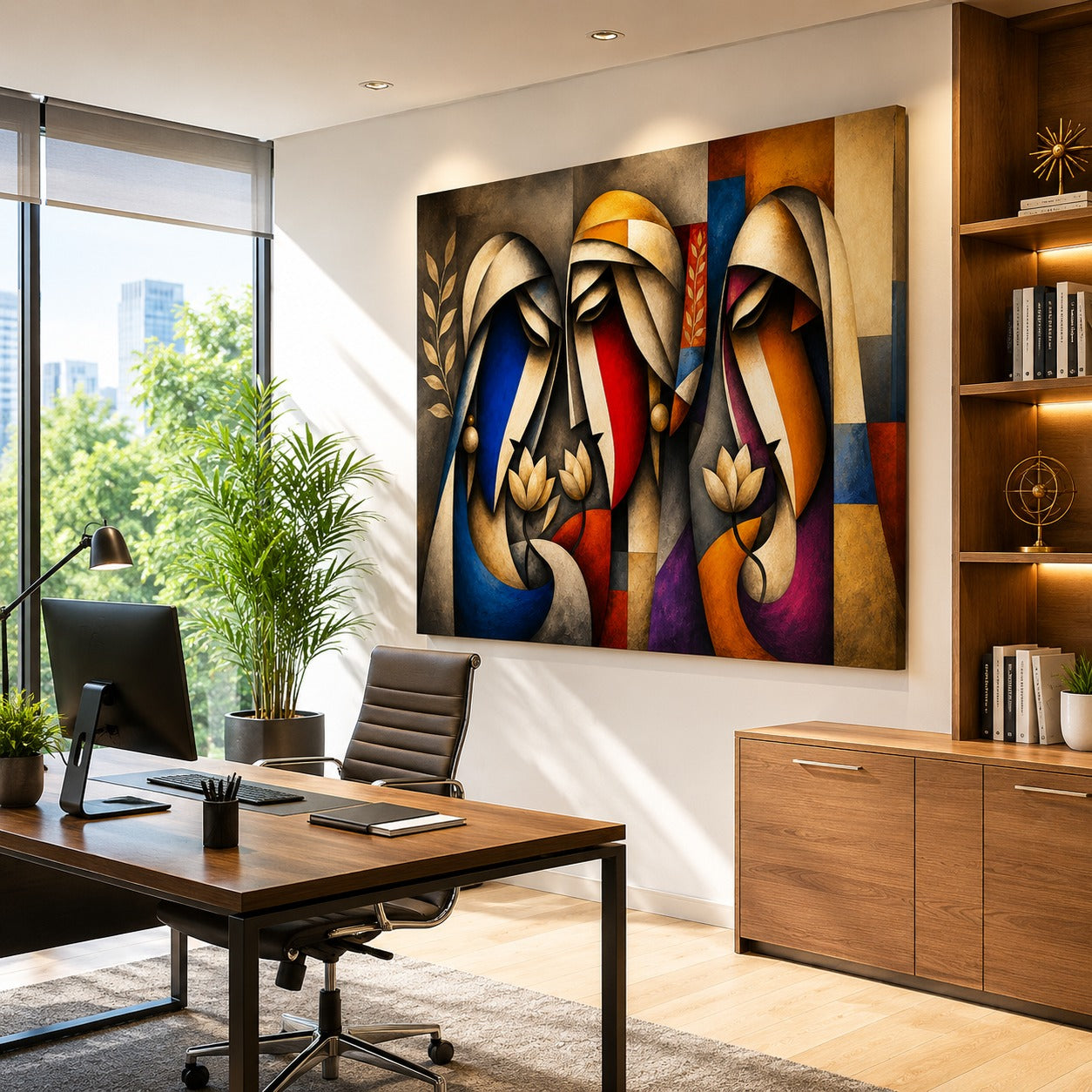 Abstract Divine Harmony – Modern Spiritual Figures Canvas Wall Art