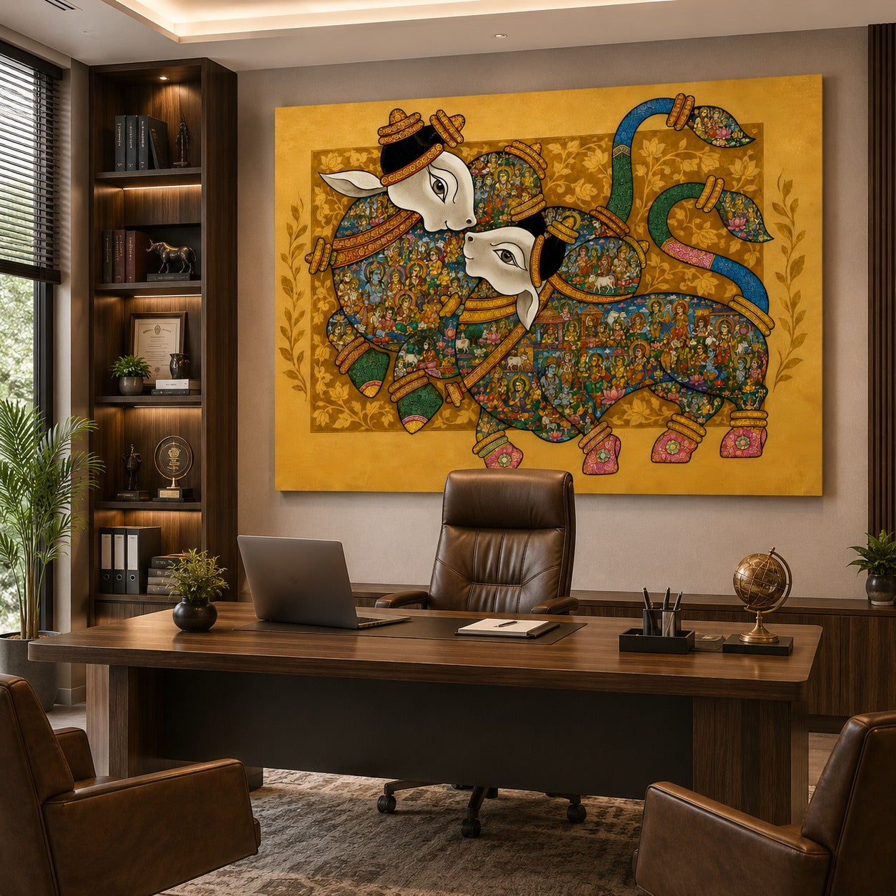 Sacred Nandi Canvas Painting – Traditional Indian Spiritual Wall Art for Living Room & Home Decor