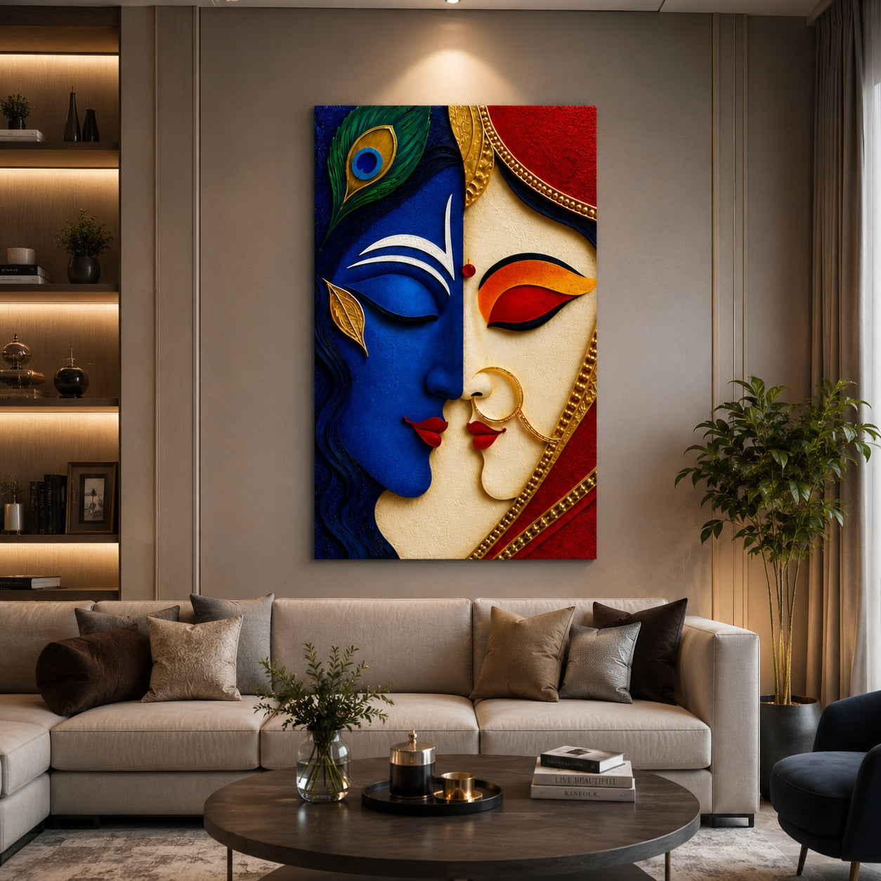 Decor Daddy Radha Krishna Canvas Wall Painting | Premium Divine Couple Wall Art for Living Room, Bedroom, Home Temple & Office