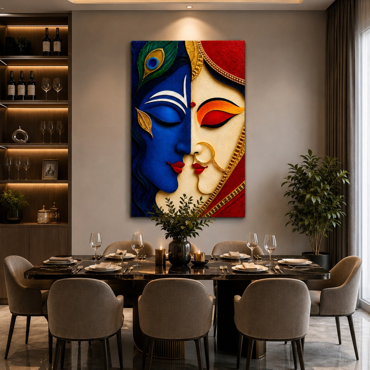 Decor Daddy Radha Krishna Canvas Wall Painting | Premium Divine Couple Wall Art for Living Room, Bedroom, Home Temple & Office