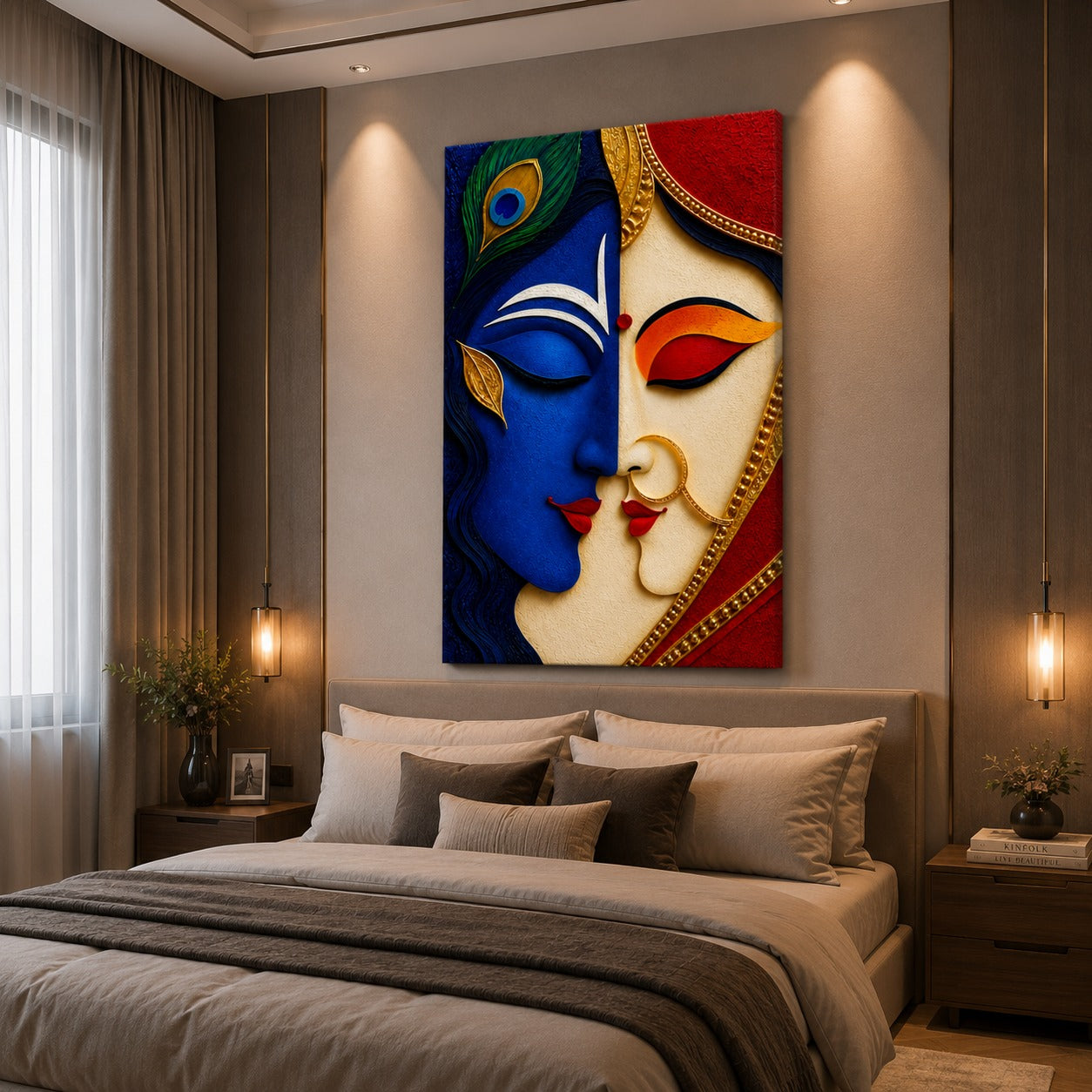 Decor Daddy Radha Krishna Canvas Wall Painting | Premium Divine Couple Wall Art for Living Room, Bedroom, Home Temple & Office